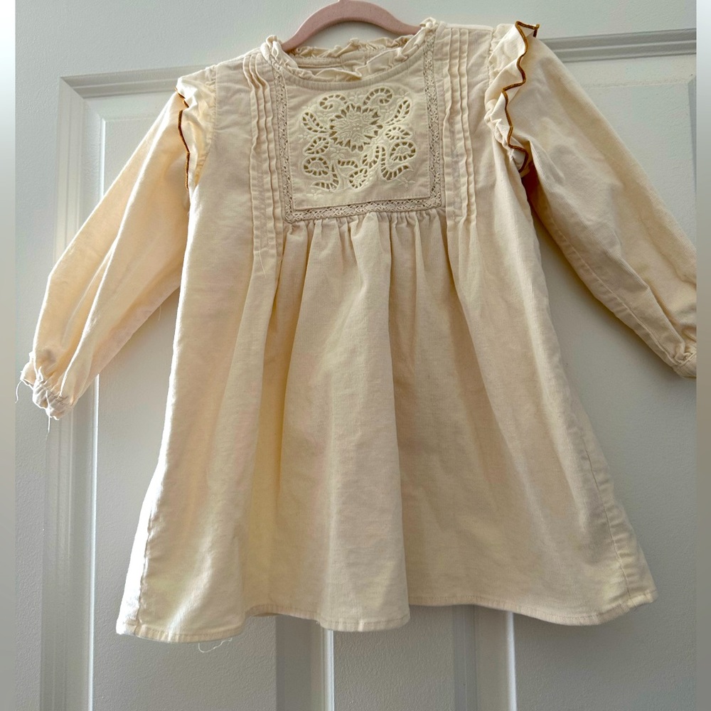Zara corduroy dress with embroidery